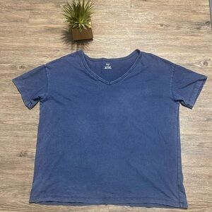 Aerie oversized distressed blue v neck